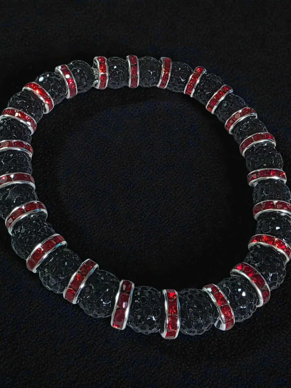 Gothic Black & Red Crystal Sparkle Stack Bracelet
